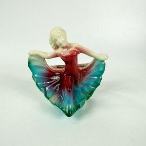Shawnee Dancing Girl Planter Figurine Teal Blue Maroon Red Gradient Ceramic